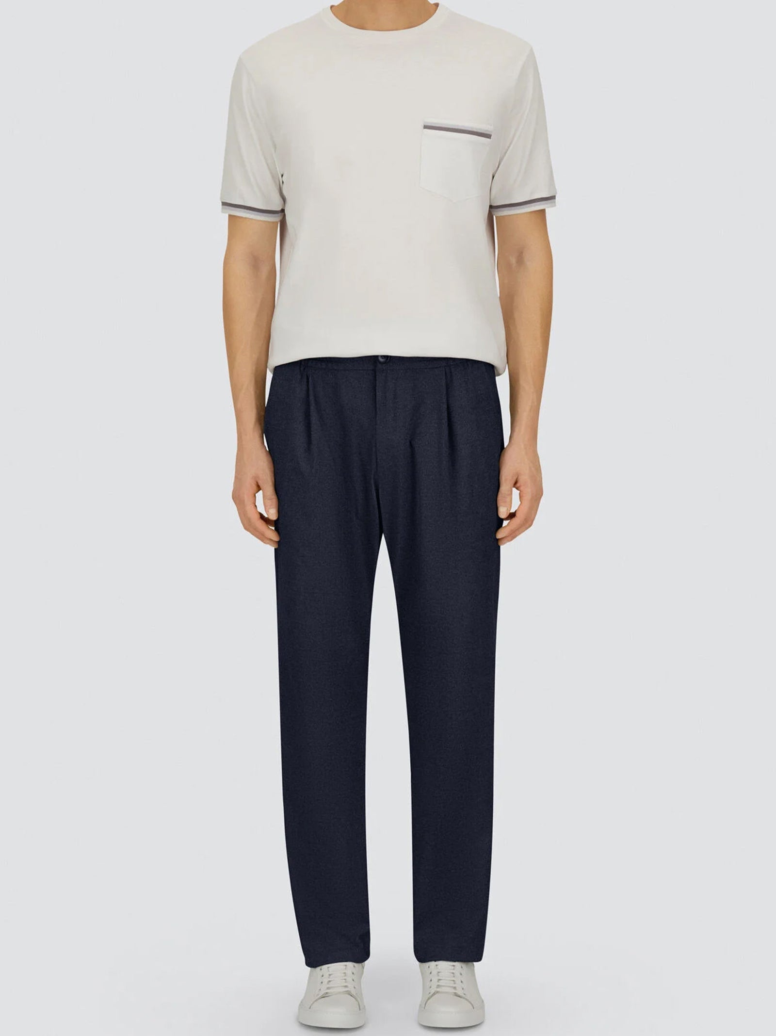 Herno Pantaloni Resort In Melange Suede Effect Blu-3