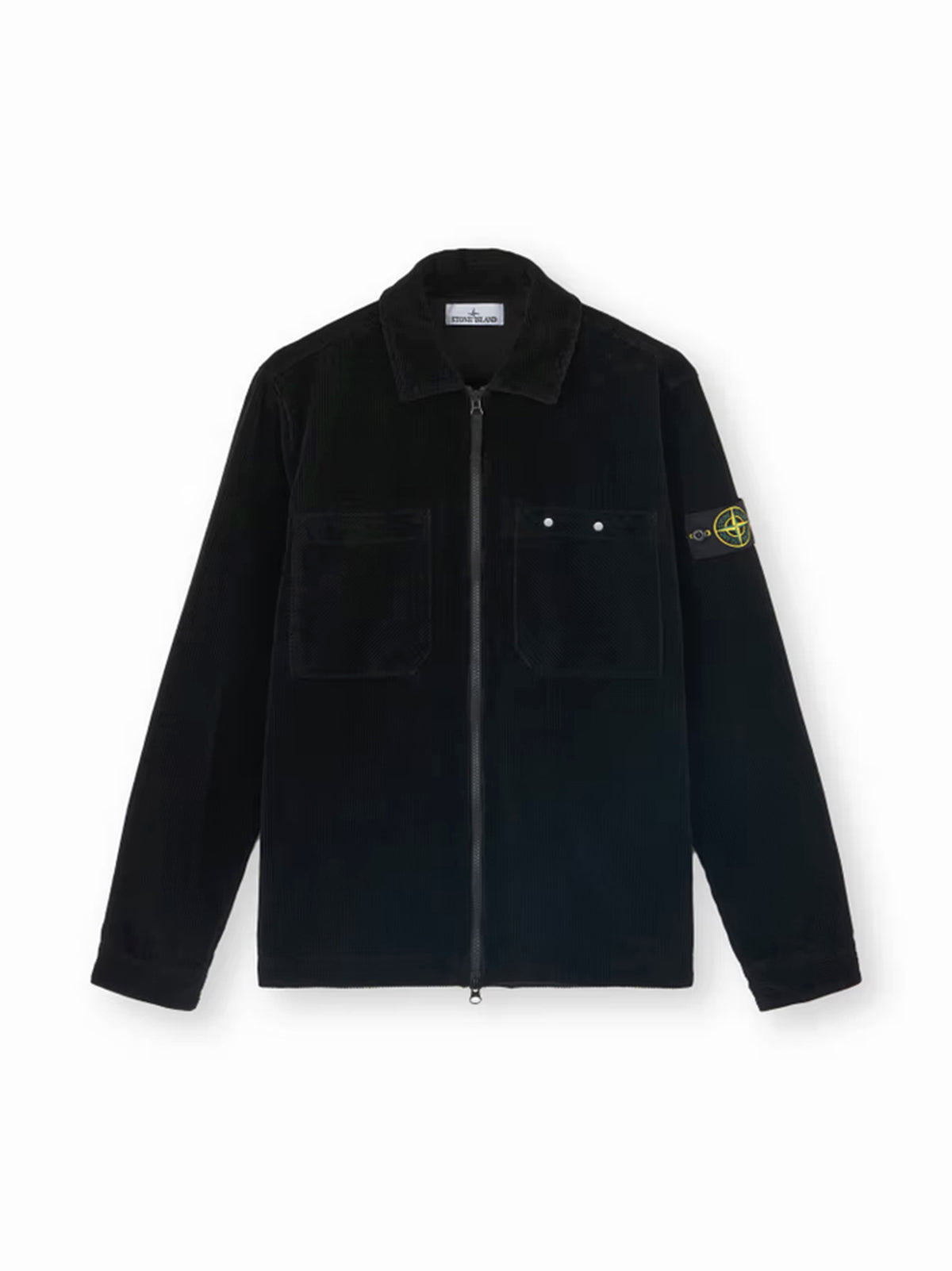 Stone Island Overshirt in velluto a coste nera-1