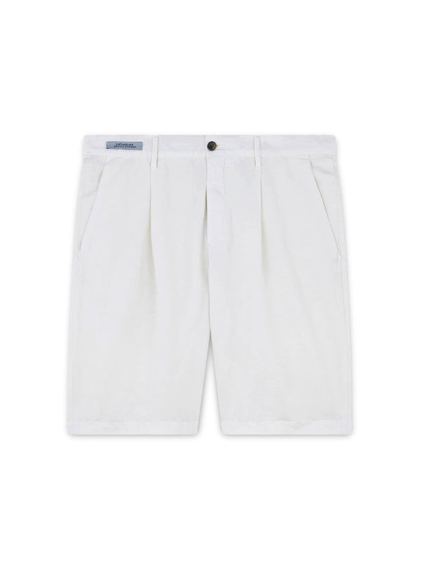 Bermuda In Lino E Cotone Con Pince