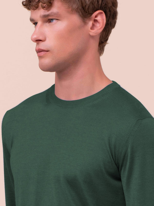 Fedeli Argentina Girocollo In Cashmere E Seta Verde-2