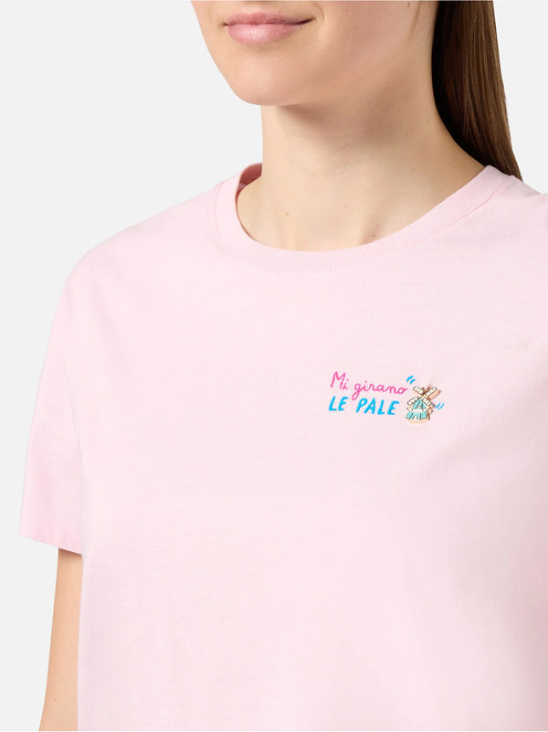 Saint Barth T-Shirt Emilie Rosa Con Ricamo Mi Girano Le Pale-2