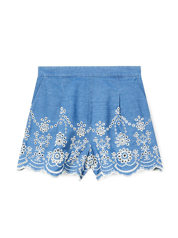 Shorts Amani In Cotone Con Ricamo Sangallo di SAINT BARTH - donna avio