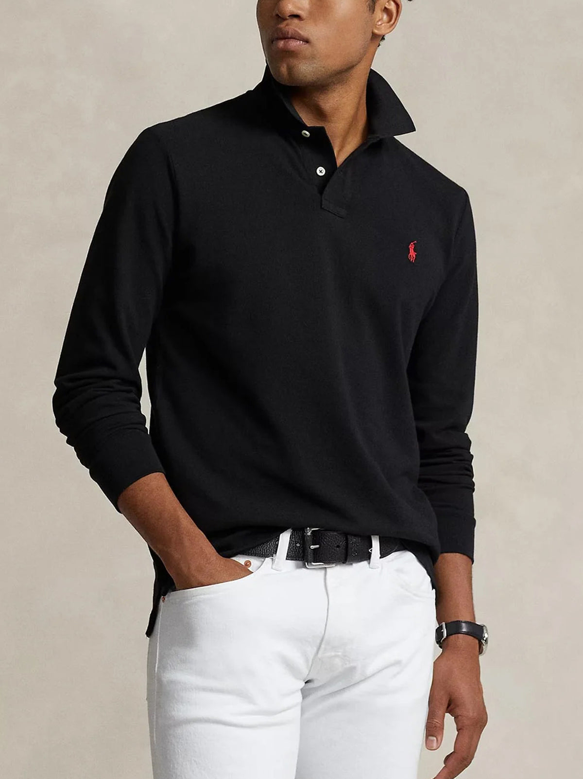 Polo Ralph Lauren Polo Piquet Maniche Lunghe Nera-2