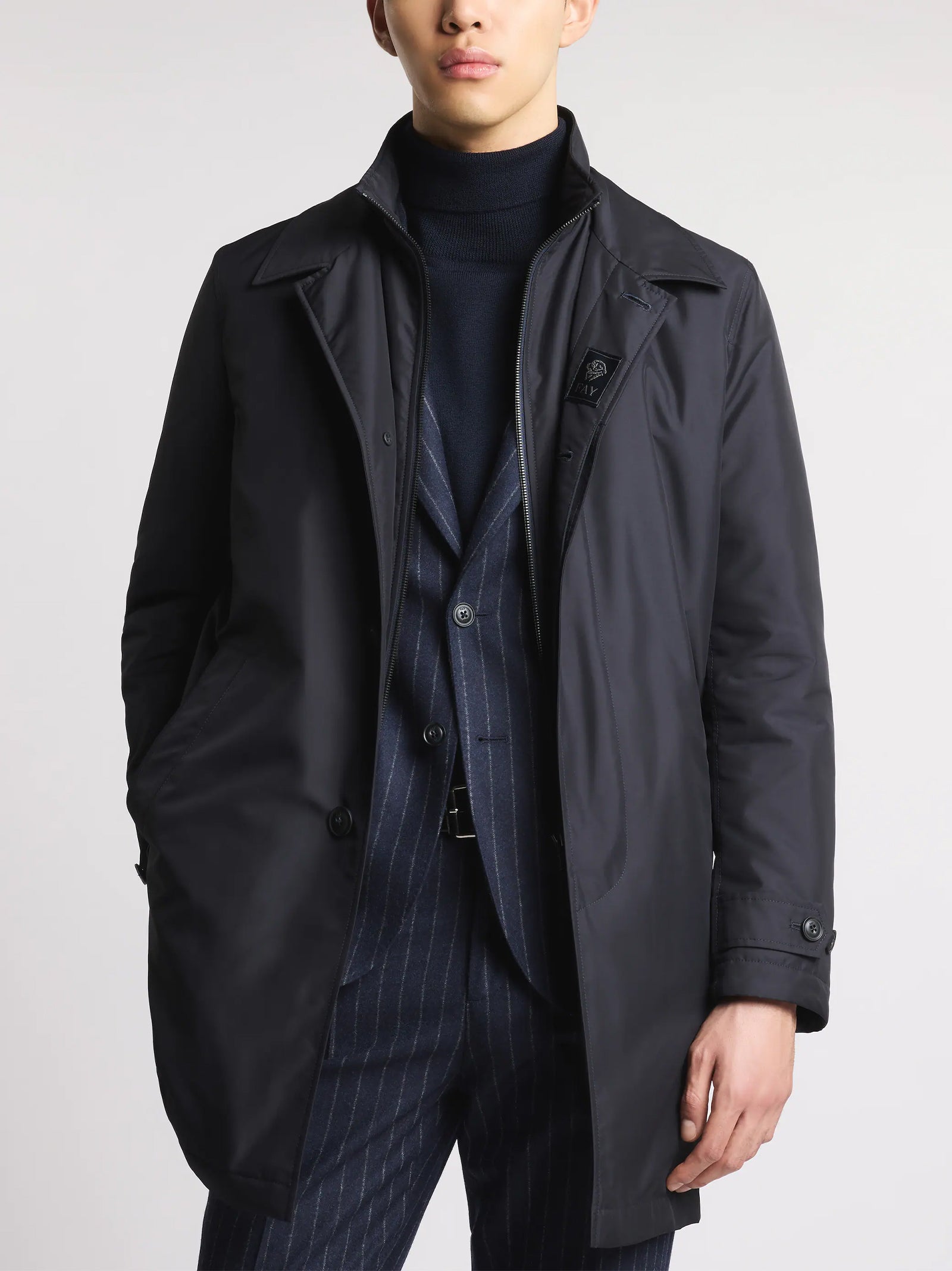 Fay Morning Coat In Popeline Tecnico-2