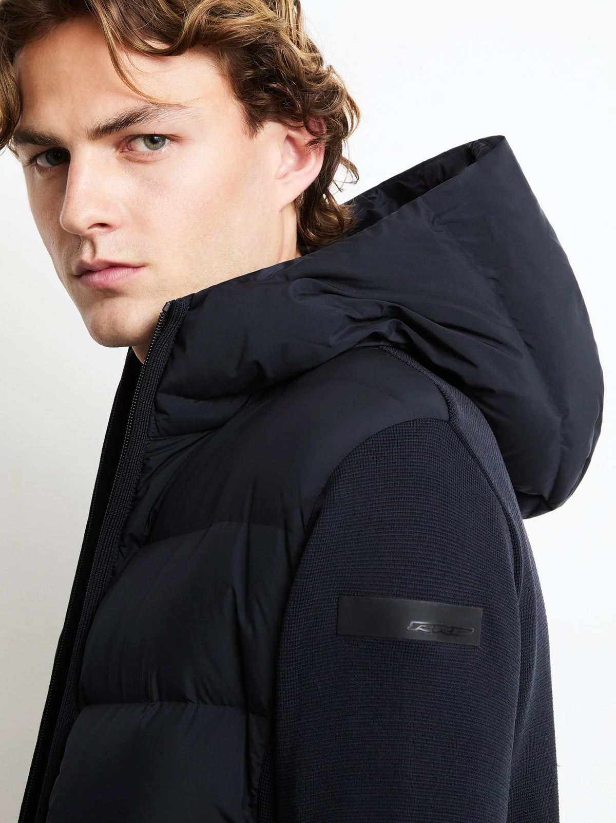 Rrd New Amos Cotton Hybrid Duck Hood Zip Soft Knit Nero-4