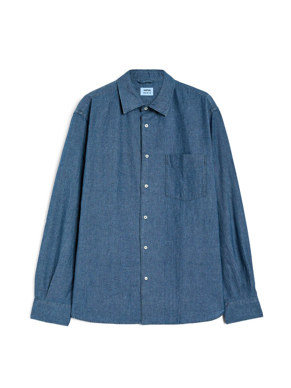 Camicia In Chambray Di Cotone Giapponese Denim Medio