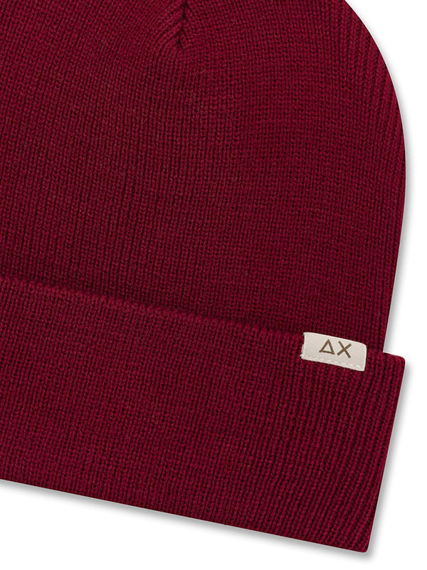 Sun68 Berretto Beanie In Misto Lana A Costine Bordeaux-2
