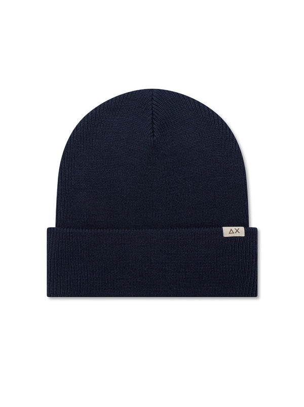 Sun68 Berretto Beanie In Misto Lana A Costine Navy Blu