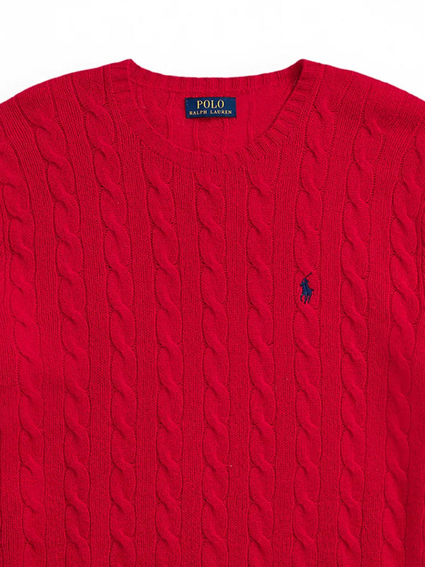 Polo Ralph Lauren Maglia Trecce Lana Cashmere Rossa-2