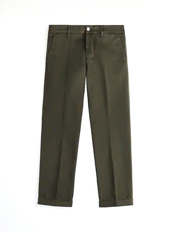 Fay Pantaloni Slim Fit In Cotone Stretch donna militare