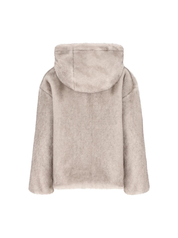 Herno Bomber In Melange Alternative Mink Fur-2