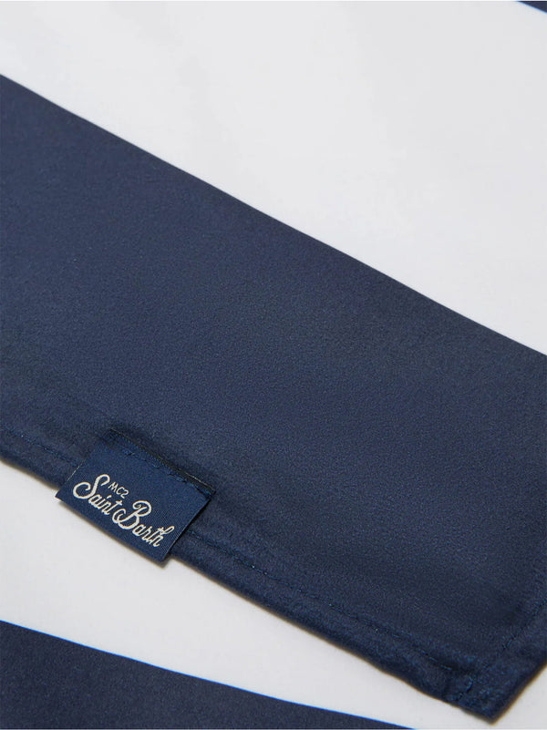 Saint Barth Telo Mare Aidan A Righe Blu E Bianche Con Logo-2