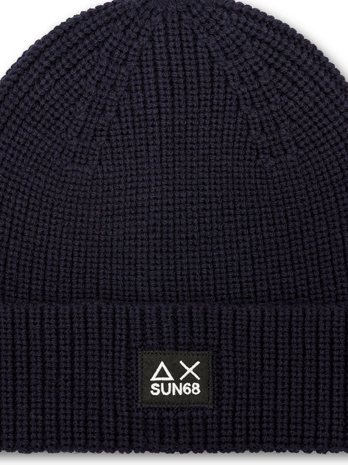 Sun68 Berretto Beanie In Misto Lana A Coste Navy Blue-2