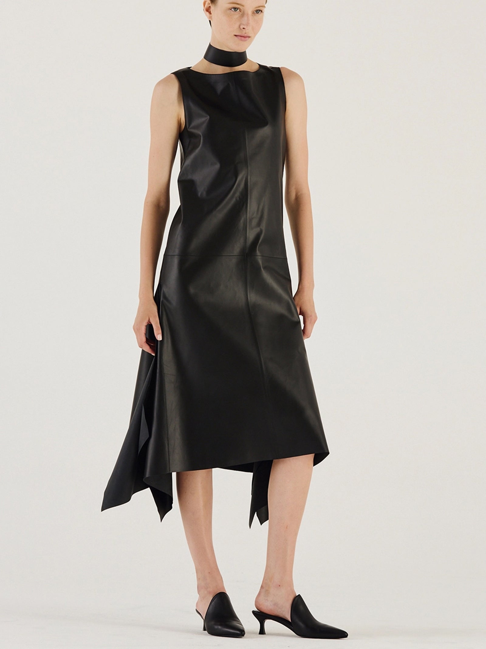 Desa 1972 Leather Foulard Dress-3