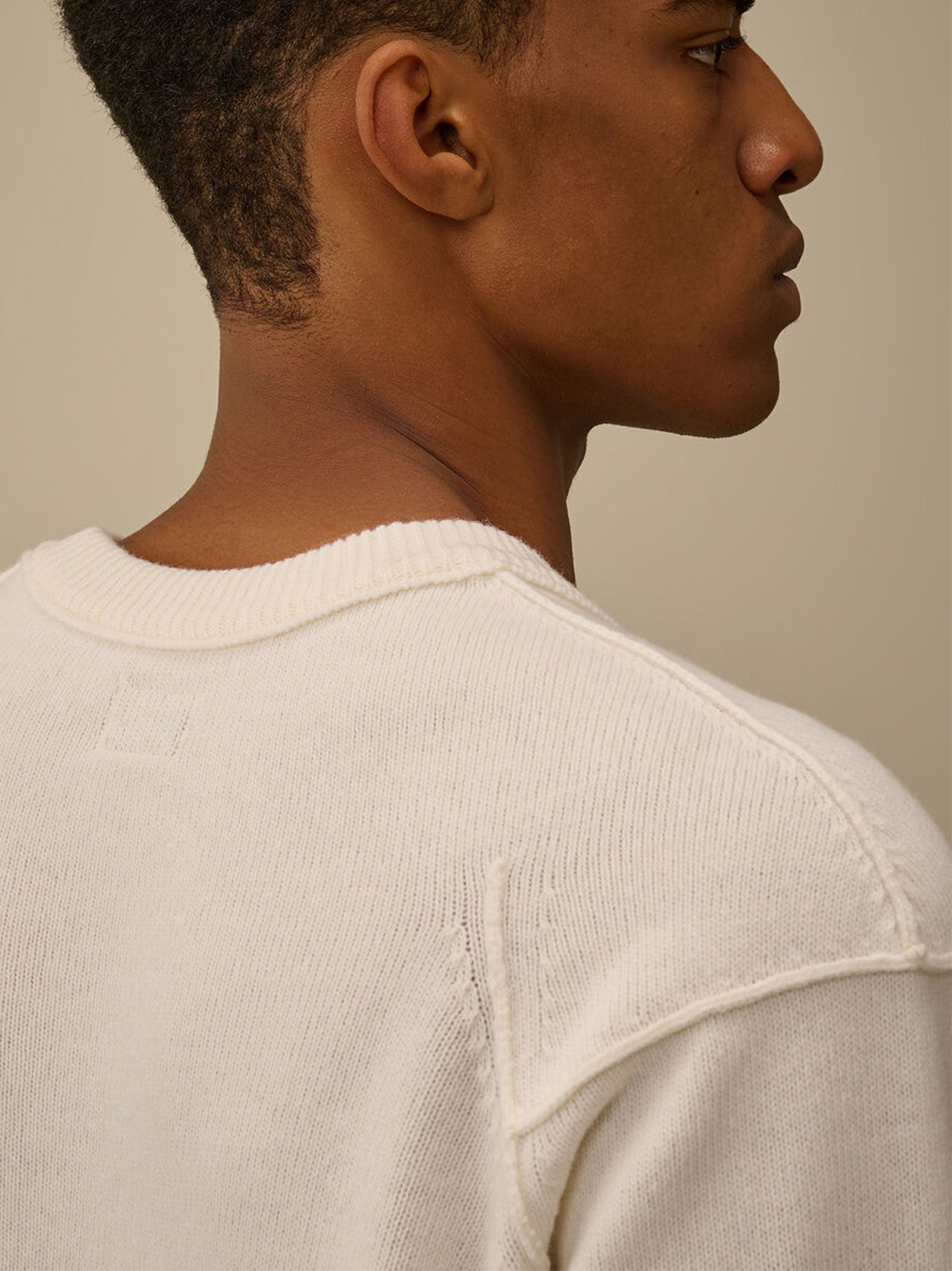 Cp Company Lambswool Grs Crewneck Lens Sweater Gauze White-4