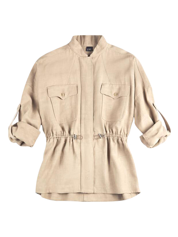 Fay Overshirt In Viscosa E Lino DÉLavé giubbino donna beige