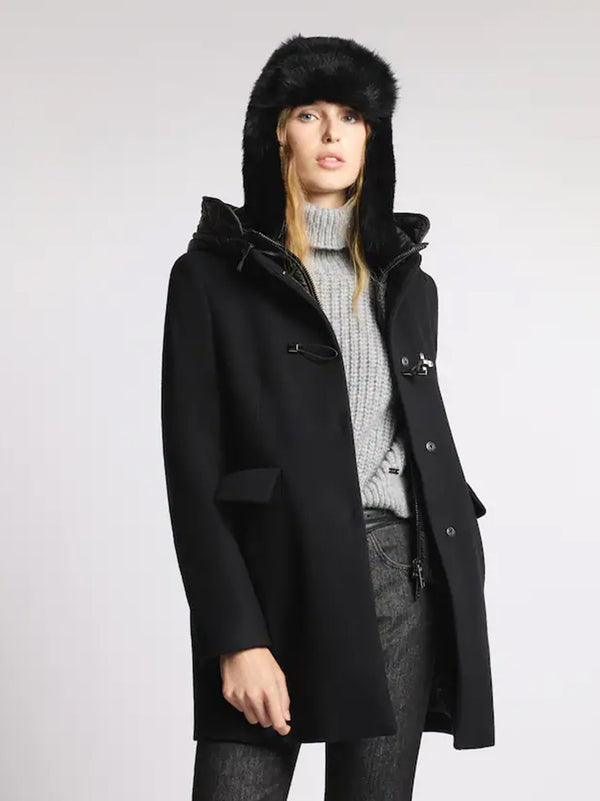 Fay Toggle Coat Db Front Nylon Nero-2