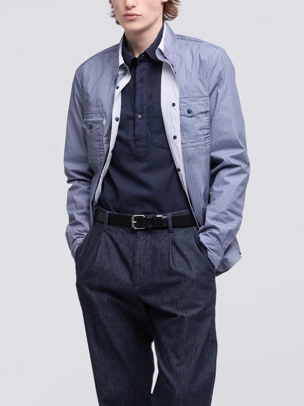 Aspesi Camicia Doppia In Voile Di Cotone Navy-2