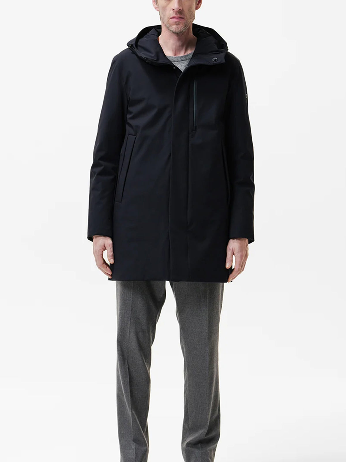 Duno Parka Lungo In Tessuto Tecnico Blue Navy-2