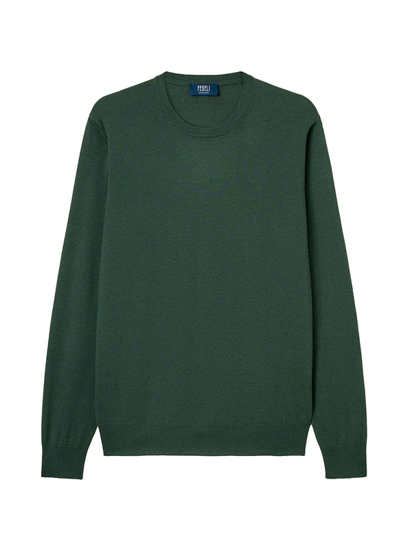 Fedeli Argentina Girocollo In Cashmere E Seta Verde