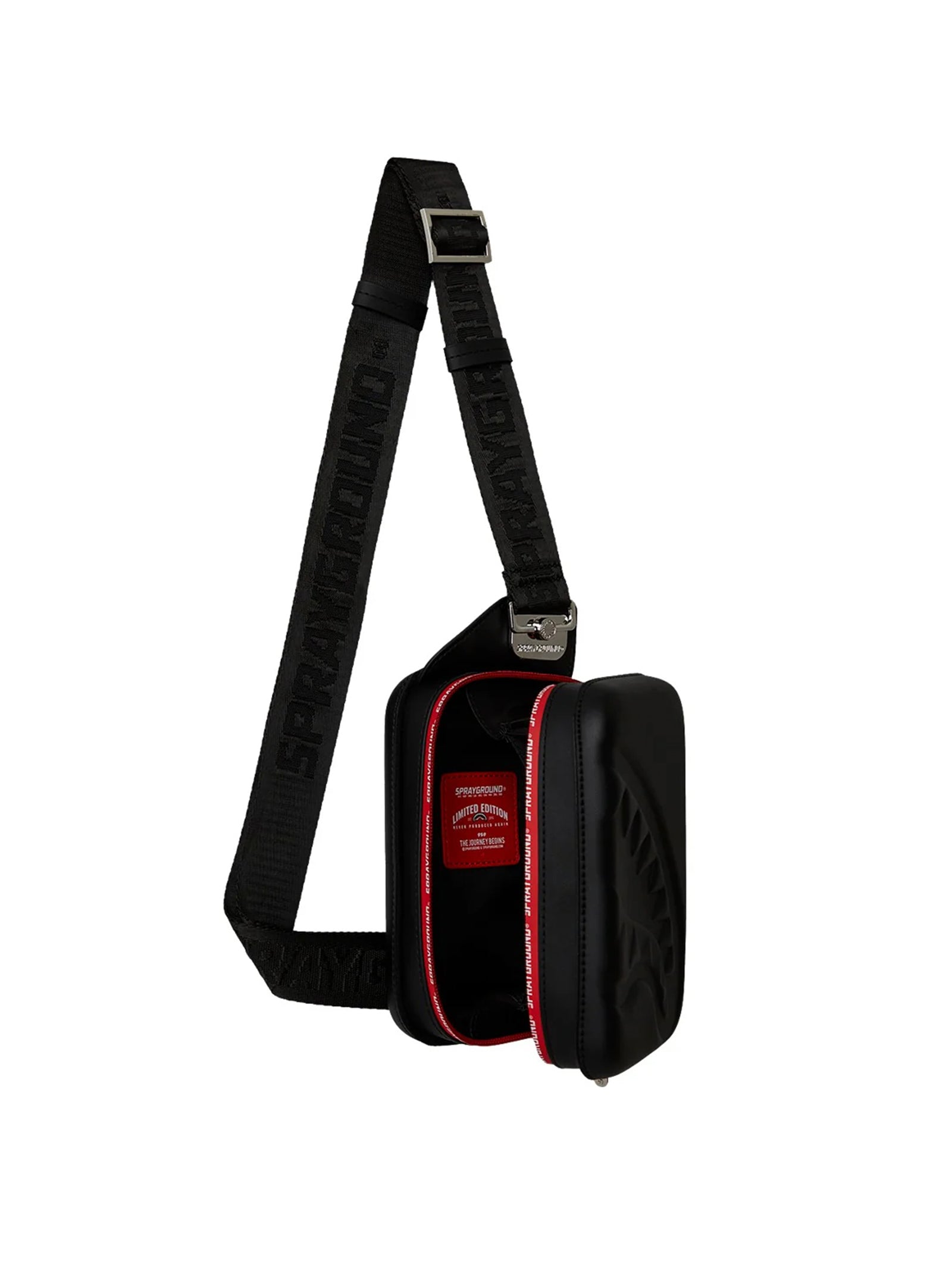 Tracolla Sprayground Printed Zipper Hard-Shell Sling Nera-3