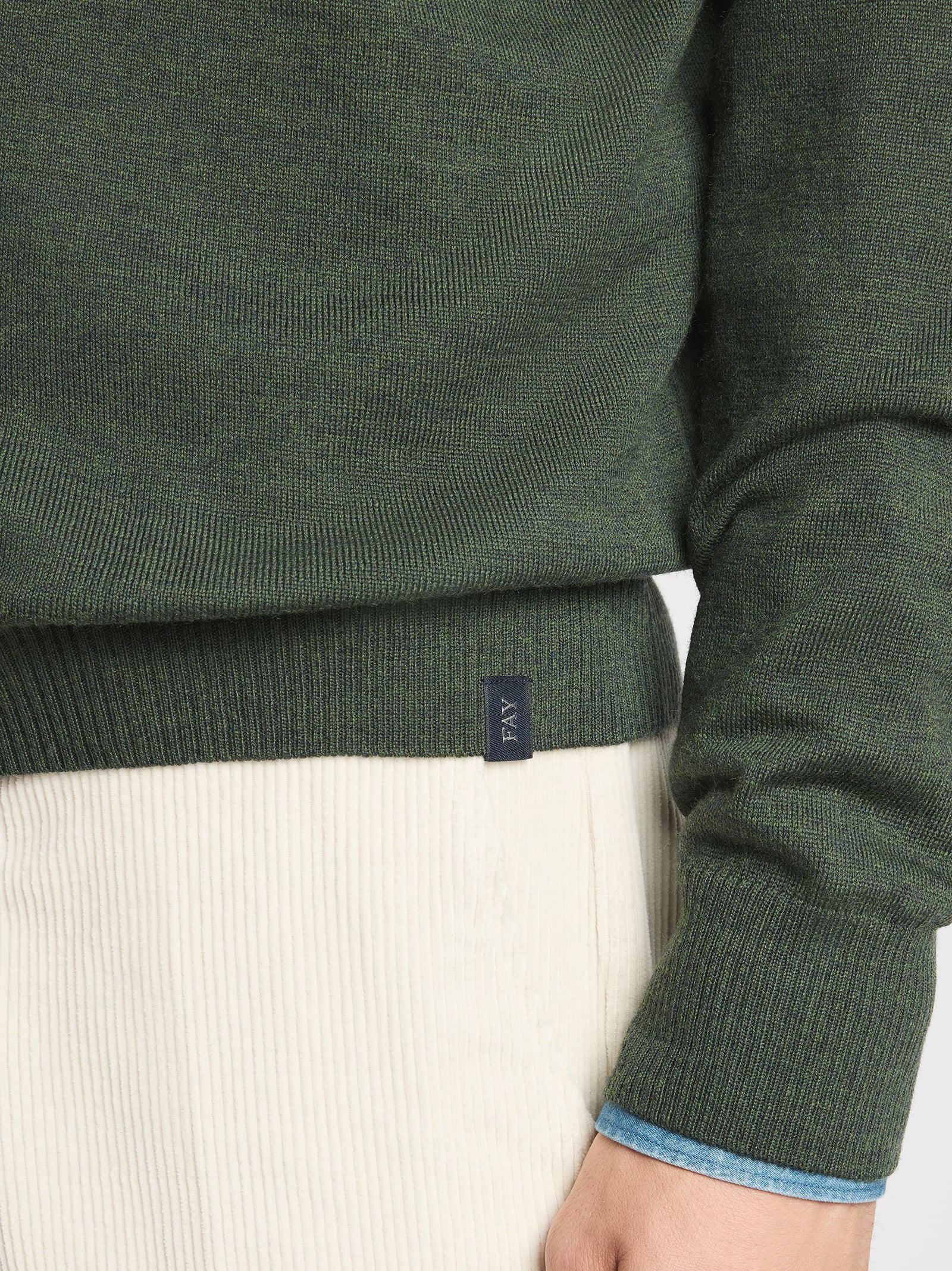Fay Pull Girocollo In Lana Merinos Verde-4