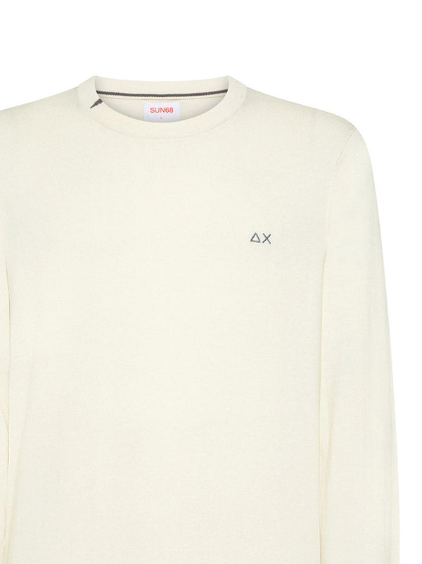 Sun68 Maglia Girocollo In Misto Lana Bianco Panna-2