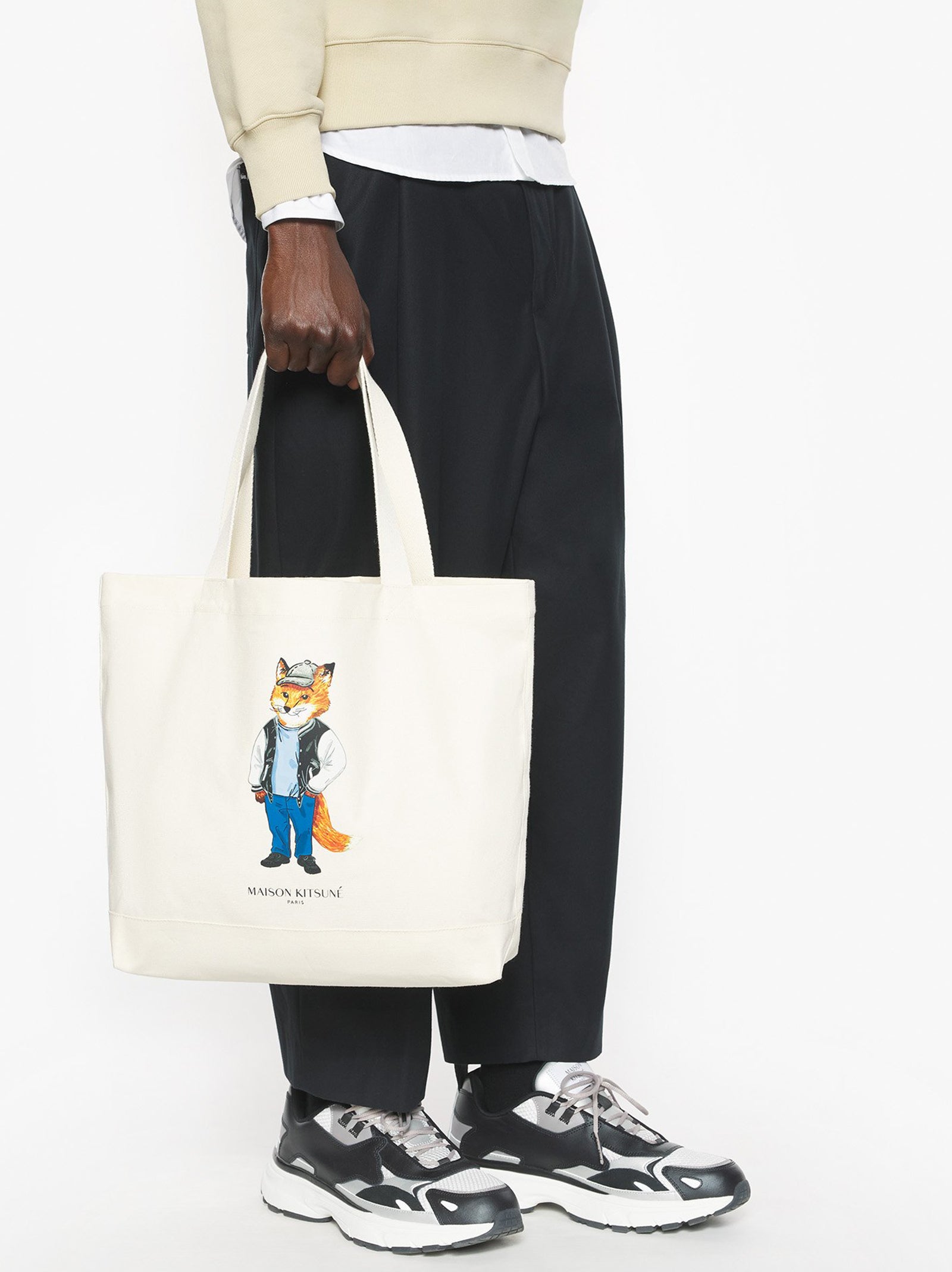 Maison Kitsune Dressed Fox Tote Ecru-4