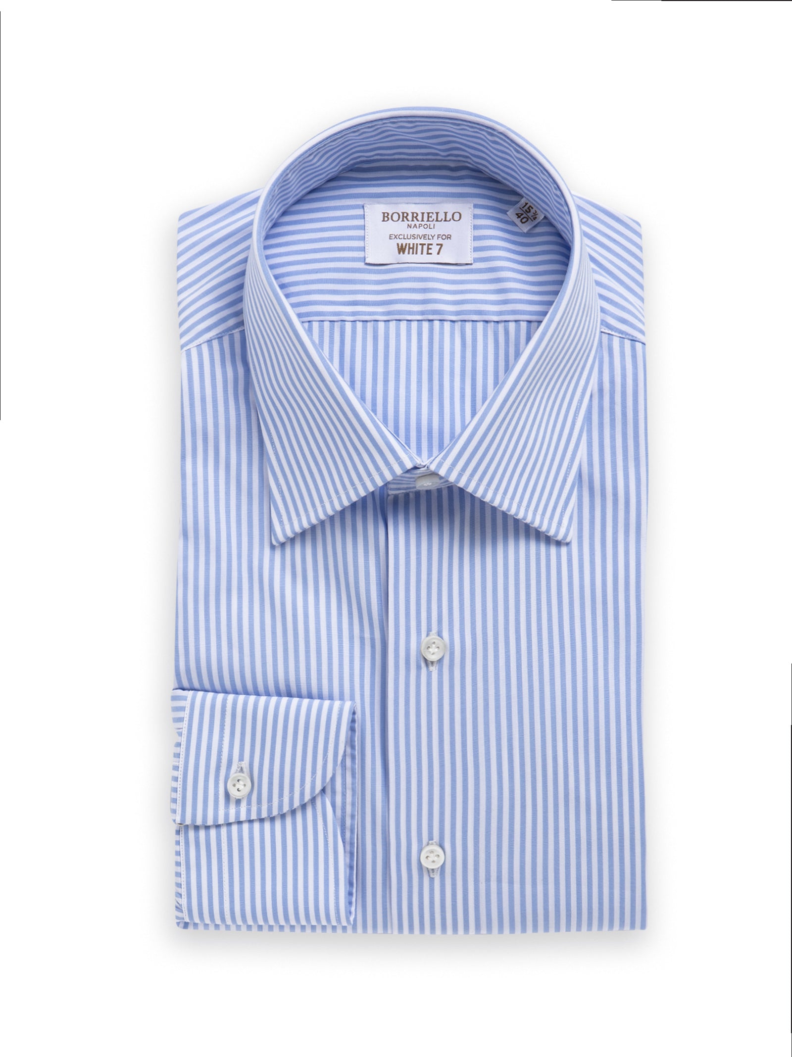Borriello Camicia Collo A Forcella Righe Bianco Azzurre-1