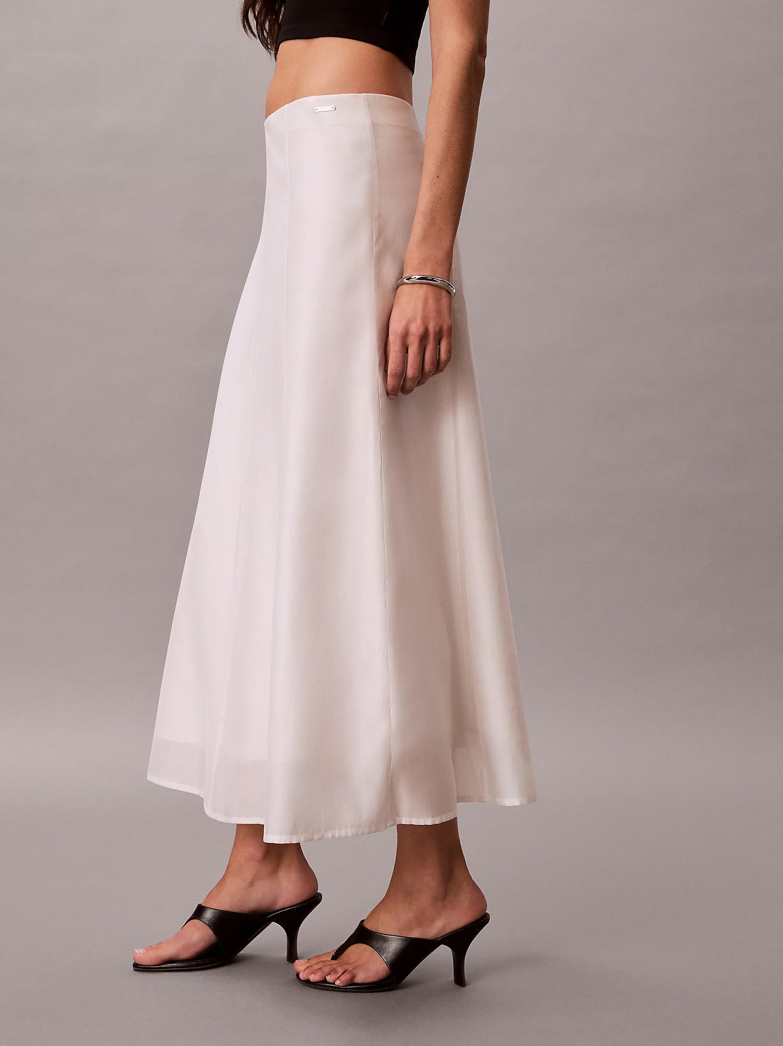 Calvin Klein Gonna Lunga Voile Bianca-4