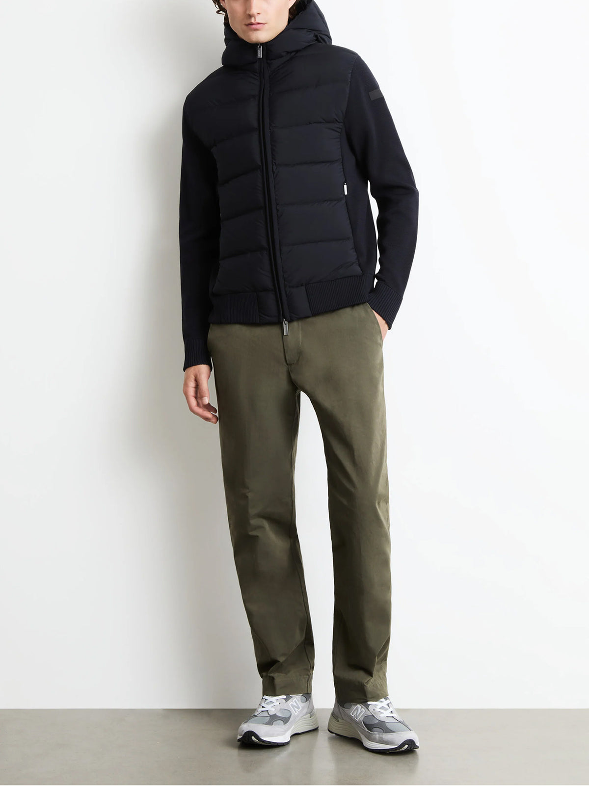 Rrd New Amos Cotton Hybrid Duck Hood Zip Soft Knit Nero-2