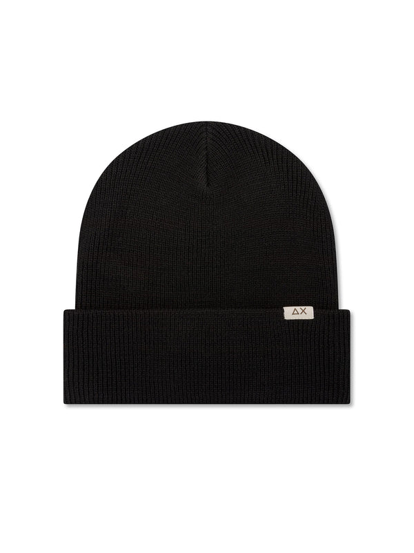 Sun68 Berretto Beanie In Misto Lana A Costine Nero