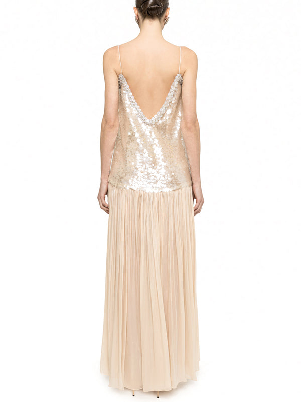 Nissa Abito Lungo Backless Sequin Maxi Dress-2