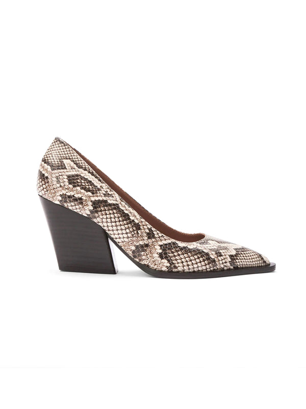 Capena Linen Printed Snake Pumps
