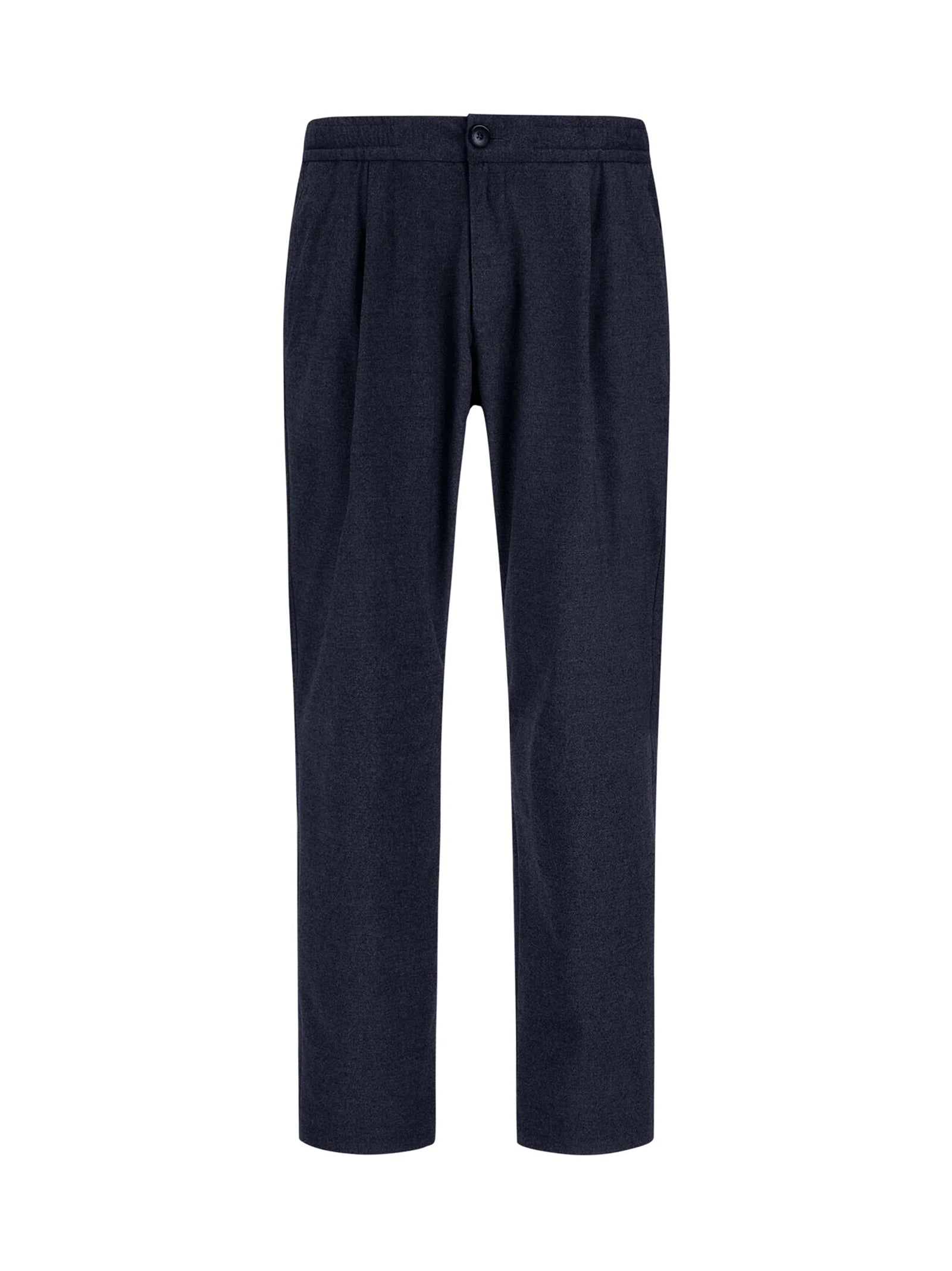 Herno Pantaloni Resort In Melange Suede Effect Blu-1