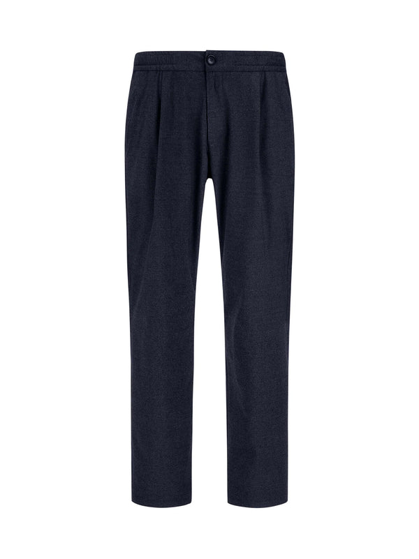 Herno Pantaloni Resort In Melange Suede Effect Blu