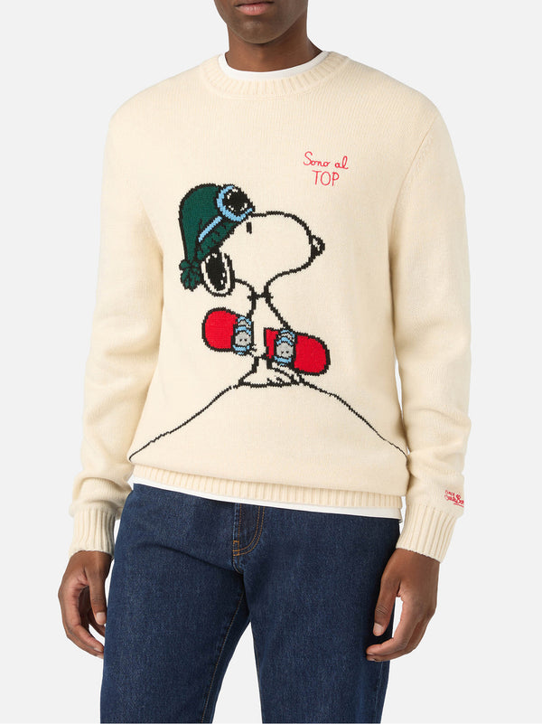 Saint Barth Maglia Girocollo Panna Intarsio E Ricamo Snoopy | Special Edition-2