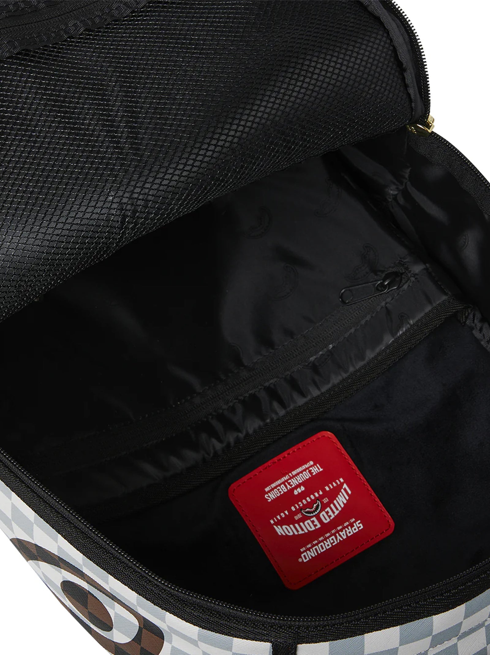 Zaino Cream And Brown Tear Check Backpack-4