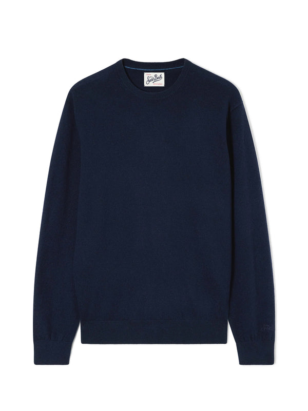Saint Barth Maglia Girocollo Regent In Misto Lana Merino E Cashmere Blu