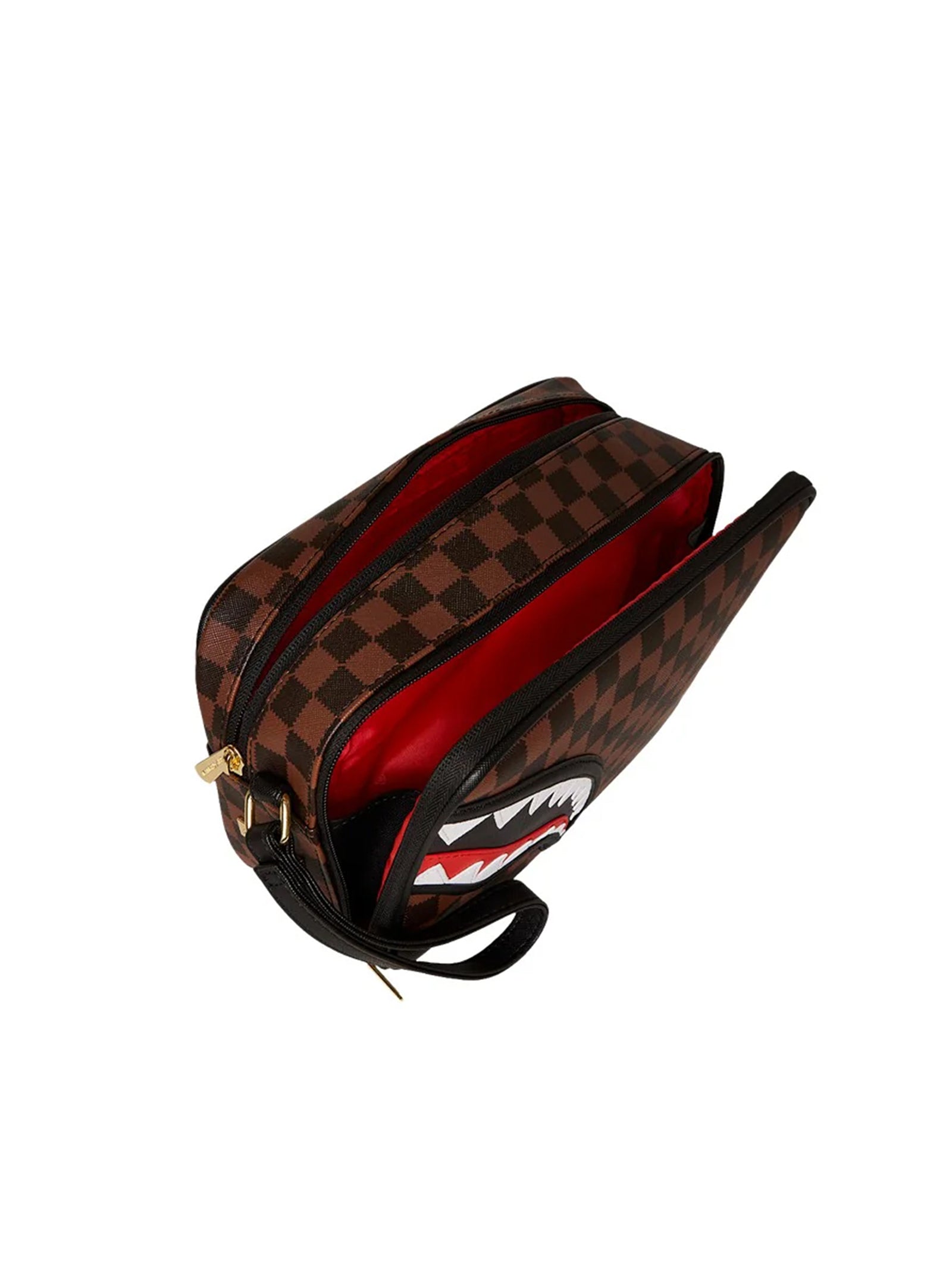 Sprayground Pochette Sawtooth Sharks In Paris Toiletry Brick Marrone-4