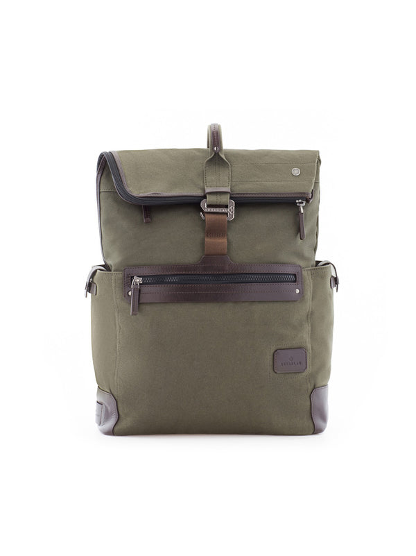 African Baobab Zaino Con Patta In Canvas E Pelle