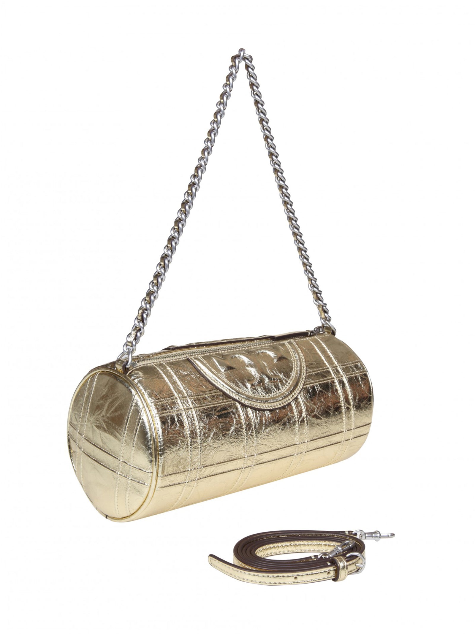 Metallic Quilt Barrel Bag-2
