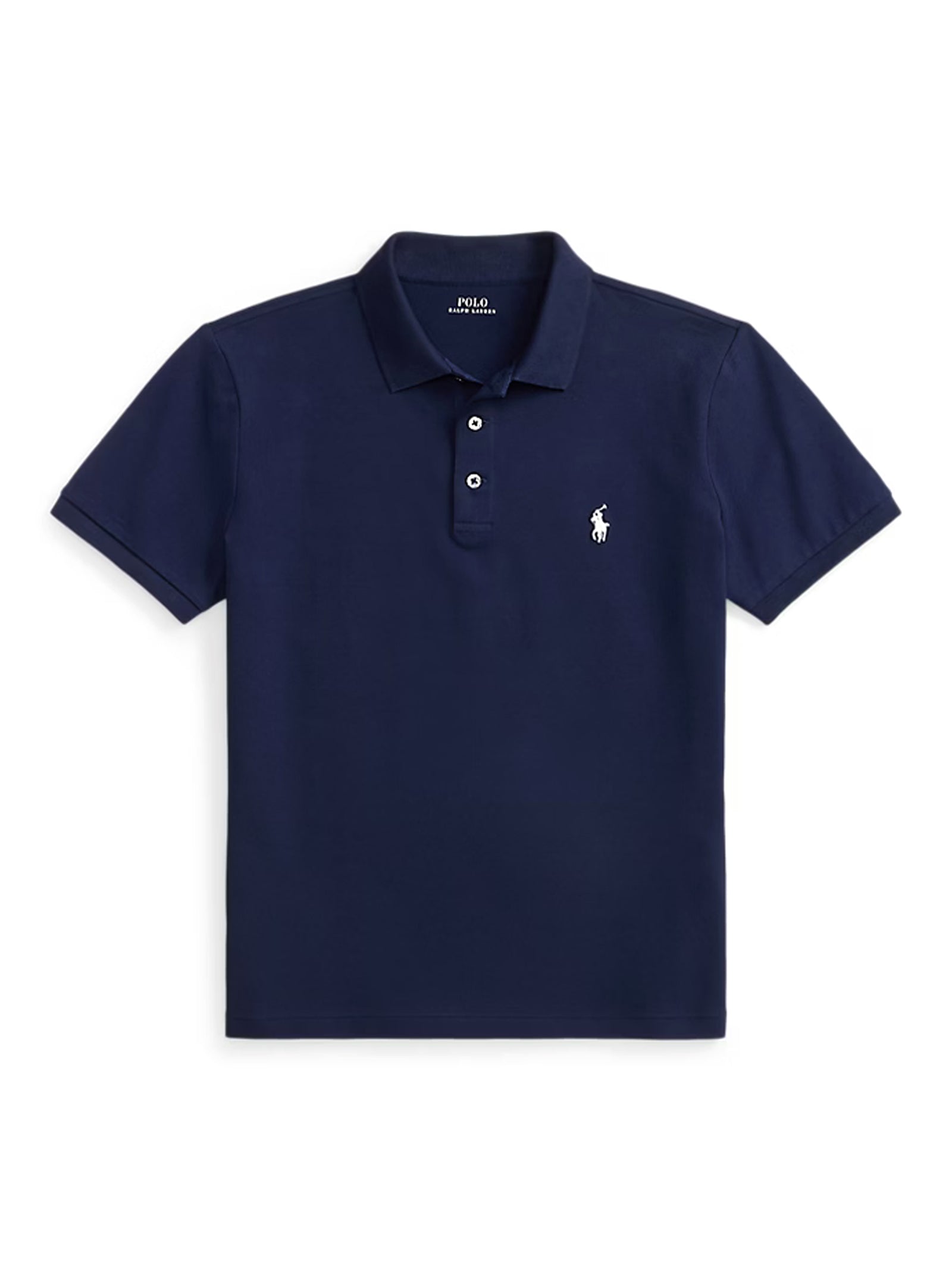Polo In Piqué Stretch Custom Slim-Fit Blue Navy-1