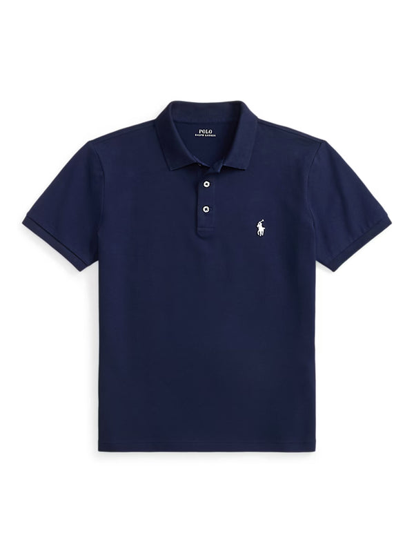 Polo In Piqué Stretch Custom Slim-Fit Blue Navy