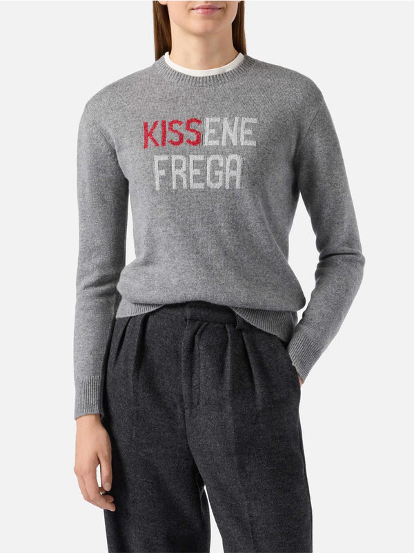 Saint Barth Maglione New Queen In Misto Cashmere Grigio Con Jacquard Lurex Kissenefrega-2