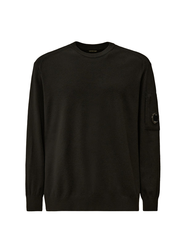 Maglia Girocollo Extrafine Merino Wool Nero di CP COMPANY - uomo