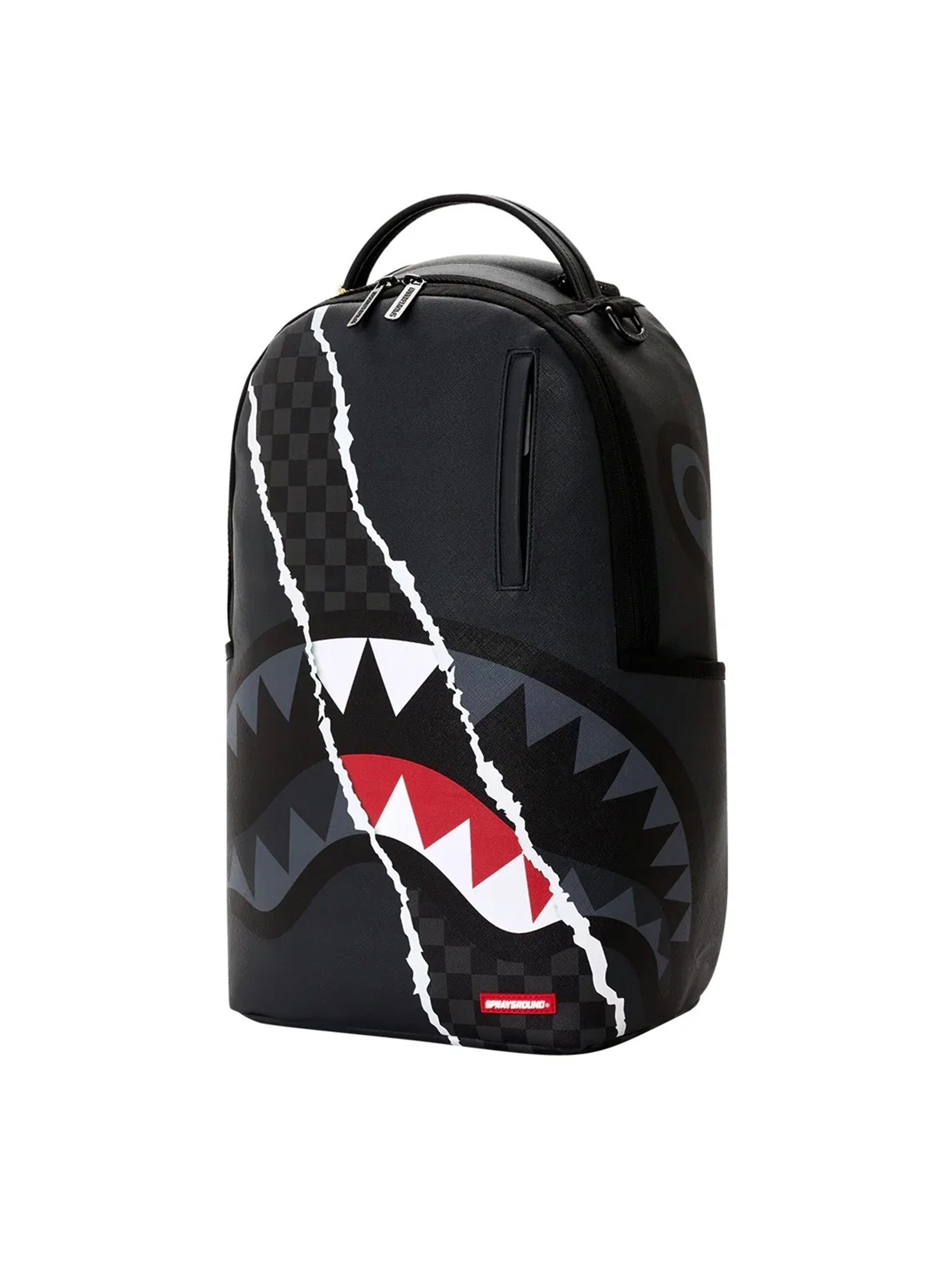 Sprayground Center Rip Revealing Gray Check Zaino-2