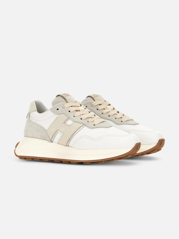 Sneakers Hogan H641 Bianco Grigio Beige-2