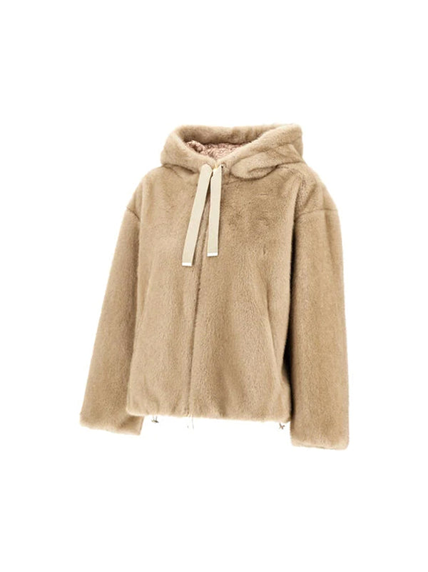 Herno Bomber In Melange Alternative Mink Fur-2