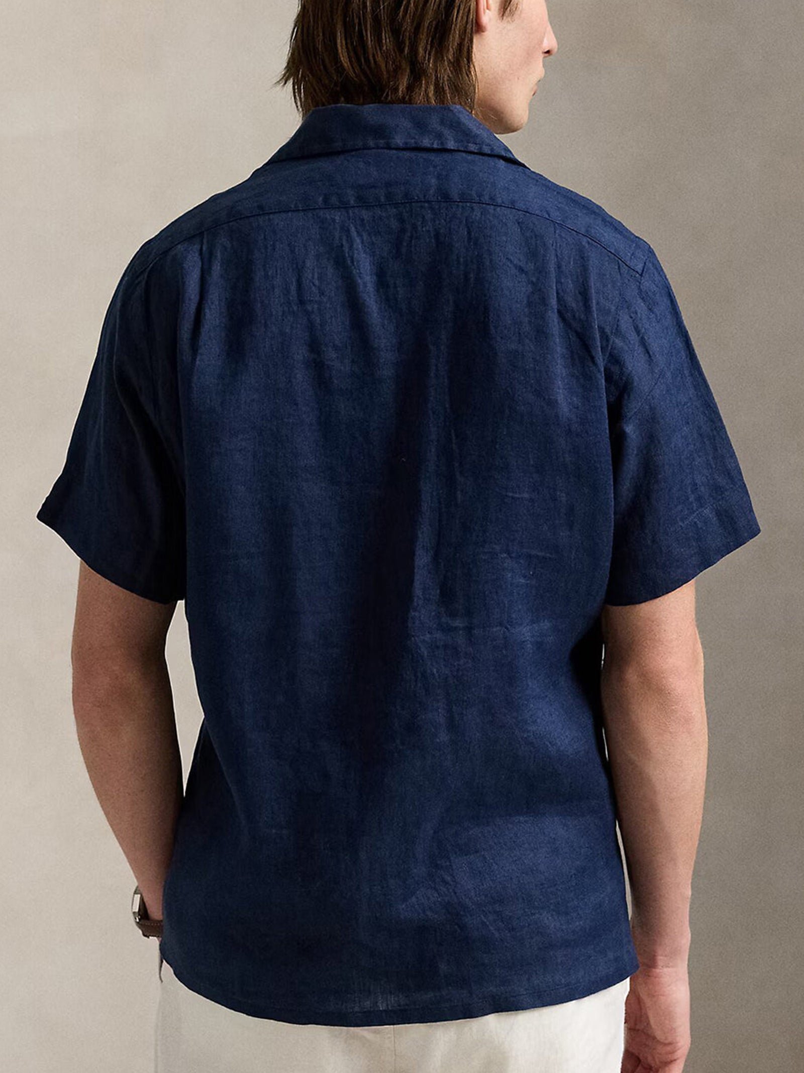 Polo Ralph Lauren Camicia Maniche Corte Lino Blu-3
